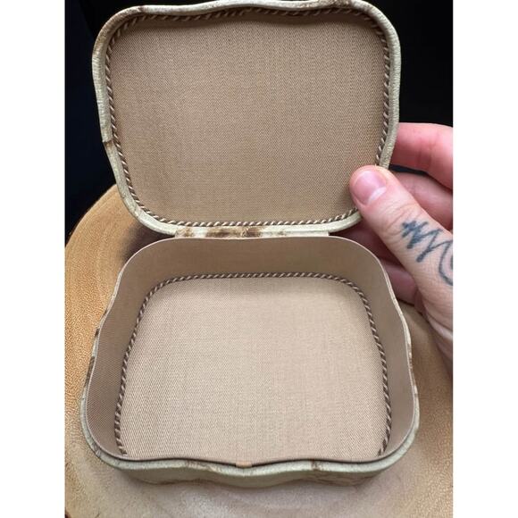 Vintage Latvian Handmade Leather Marbled Jewelry Box - Picture 10 of 10